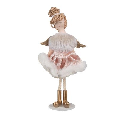 Clayre & Eef Dekorationsfigur Engel 18 cm Rosa Baumwolle Polyester (Gr. 9x3x18 cm)