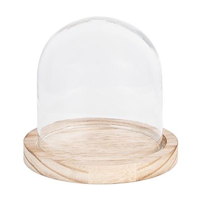 Clayre & Eef Glocke Ø 13x11 cm Braun Holz Glas Rund (Gr. Ø 13x11 cm)