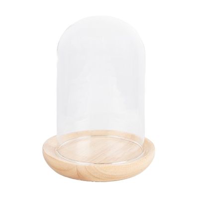 Clayre & Eef Glocke Ø 13x16 cm Braun Holz Glas Rund (Gr. Ø 13x16 cm)