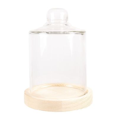 Clayre & Eef Glocke Ø 13x18 cm Braun Holz Glas Rund (Gr. Ø 13x18 cm)