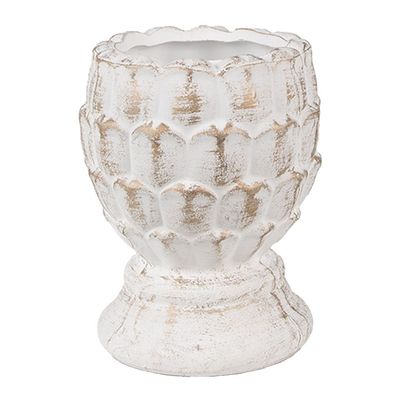 Clayre & Eef Blumentopf Ø 11x13 cm Weiß Stein (Gr. Ø 11x13 cm)