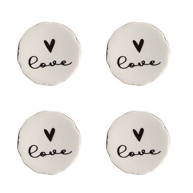 Clayre & Eef Türknauf 4er Set Ø 4 cm Beige Keramik Herz (Gr. (4) Ø 4x3/6 cm)
