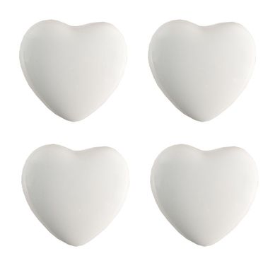 Clayre & Eef Türknauf 4er Set Herz Ø 4 cm Weiß Keramik (Gr. (4) Ø 4x3/6 cm)