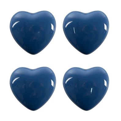 Clayre & Eef Türknauf 4er Set Herz Ø 4 cm Blau Keramik (Gr. (4) Ø 4x3/6 cm)