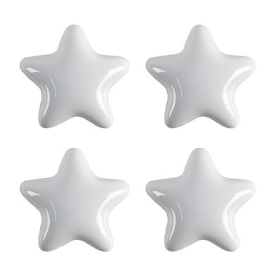 Clayre & Eef Türknauf 4er Set Stern Ø 4 cm Weiß Keramik (Gr. (4) Ø 4x3/6 cm)
