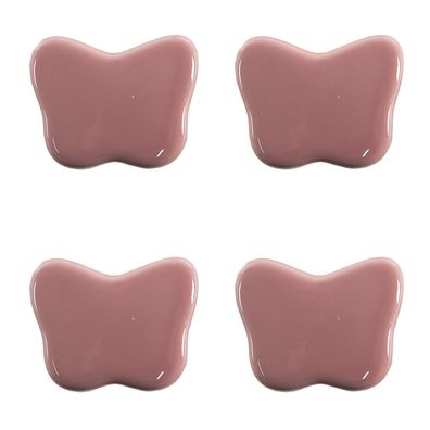 Clayre & Eef Türknauf 4er Set Schmetterling 4x3 cm Rosa Keramik (Gr. (4) Ø 4x3/6 cm)