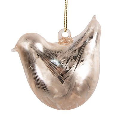 Clayre & Eef Anhänger Vogel 7 cm Beige Glas