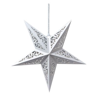 Clayre & Eef Hängender Stern 45x15x45 cm Weiß Papier (Gr. 45x15x45 cm)