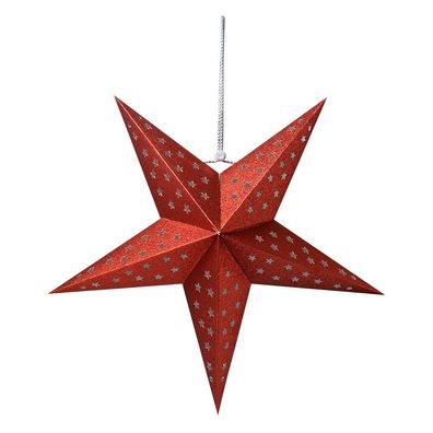 Clayre & Eef Hängender Stern 45x15x45 cm Rot Papier (Gr. 45x15x45 cm)