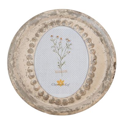 Clayre & Eef Bilderrahmen 18x24 cm Beige Eisen Glas Oval (Gr. Ø 30x4 cm / 18x24 cm)