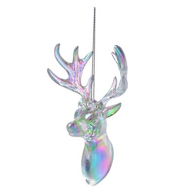 Clayre & Eef Weihnachtsanhänger Rentier 14 cm Silberfarbig Kunststoff (Gr. 9x6x14 cm)