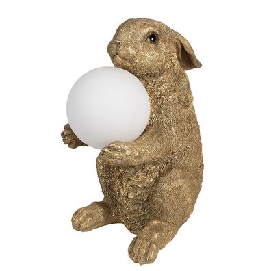 Clayre & Eef Tischlampe Kaninchen 27x19x35 cm Goldfarbig Polyresin