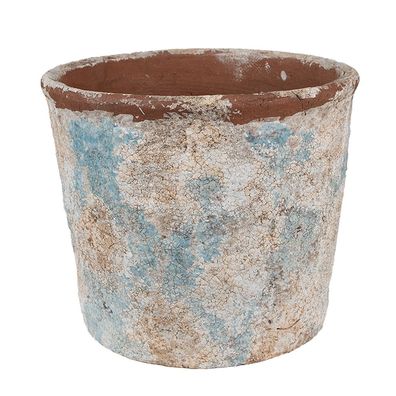 Clayre & Eef Blumentopf Ø 23x20 cm Beige Blau Terrakotta (Gr. Ø 23x20 cm)