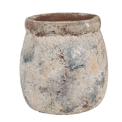 Clayre & Eef Blumentopf Ø 14x14 cm Beige Blau Terrakotta (Gr. Ø 14x14 cm)