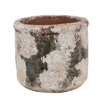 Clayre & Eef Blumentopf Ø 17x15 cm Beige Grün Terrakotta (Gr. Ø 17x15 cm)