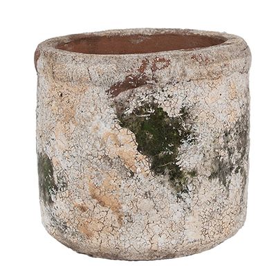 Clayre & Eef Blumentopf Ø 12x11 cm Beige Grün Terrakotta (Gr. Ø 12x11 cm)