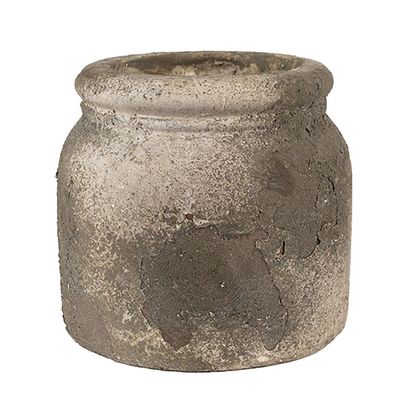Clayre & Eef Blumentopf Ø 17x16 cm Grau Beige Terrakotta (Gr. Ø 17x16 cm)