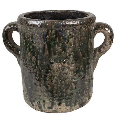 Clayre & Eef Blumentopf 26x18x21 cm Grün Terrakotta (Gr. 26x18x21 cm)