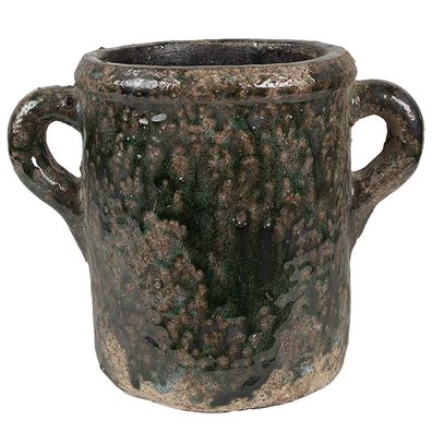 Clayre & Eef Blumentopf 21x14x16 cm Grün Terrakotta (Gr. 21x14x16 cm)