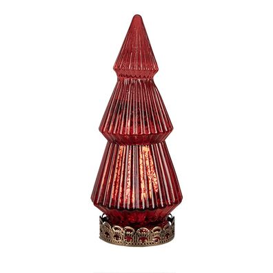 Clayre & Eef Weihnachtsdekoration mit LED-Beleuchtung Weihnachtsbaum Ø 7x16 cm Rot