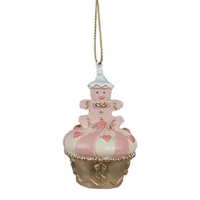 Clayre & Eef Weihnachtsanhänger Cupcake Ø 5x8 cm Rosa Polyresin (Gr. Ø 5x8 cm)