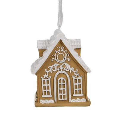 Clayre & Eef Weihnachtsanhänger Lebkuchenhaus 6x4x7 cm Braun Polyresin (Gr. 6x4x7 cm)