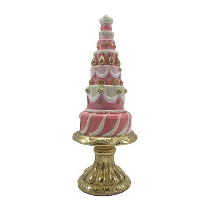 Clayre & Eef Dekorationsfigur Kuchen Ø 8x 21 cm Rosa Kunststoff (Gr. Ø 8x 21 cm)