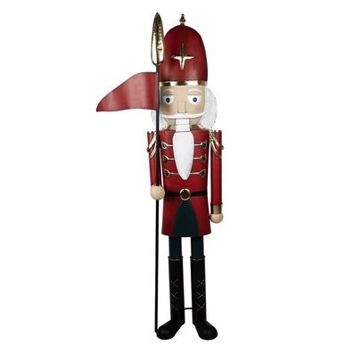Clayre & Eef Weihnachtsdekoration Nussknacker 69x36x179 cm Rot Metall