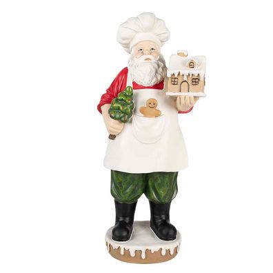 Clayre & Eef Figur Weihnachtsmann 59 cm Weiß Rot Kunststoff (Gr. 26x20x59 cm)