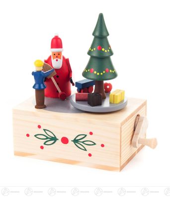 Musikdose Musikdose Weihnachtsmann H=ca 9,5 cm NEU Erzgebirge Spieldose Spieluhr