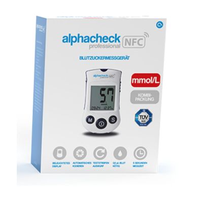 Alphacheck Professional NFC Blutzuckermessgerät mmol/ l Kombipackung | Packung (1 Stü