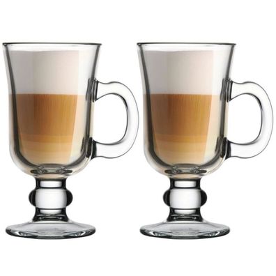 Pasabahce Irish 2er Set Kaffeeglas mit Henkel, Tee, Latte Macchiato