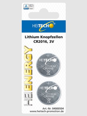 Lithium Knopfzellen 2-er Pack CR2016/3V