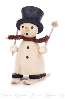 Weihnachtliche Miniatur Schneemann auf Ski natur BxHxT 4 cmx8 cmx3 cm NEU