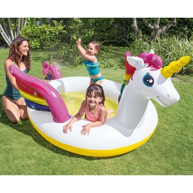 Intex Einhorn Pool mit Wasserspritzfunktion 272x193x104 cm