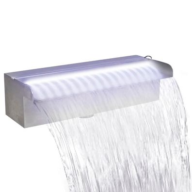 vidaXL Pool-Wasserfall Fontäne mit LEDs Rechteckig Edelstahl 30 cm