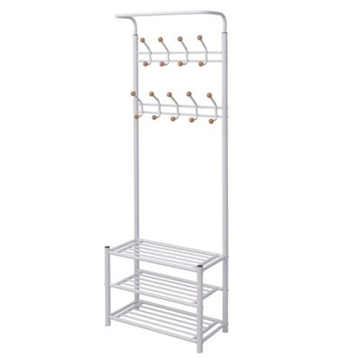 vidaXL Garderobe mit Schuhablage 68×32×182,5 cm Weiß