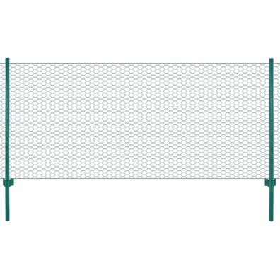 vidaXL Maschendrahtzaun mit Pfosten Stahl 25 x 0,75 m Grün