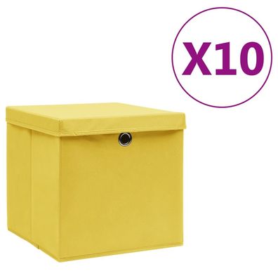 vidaXL Aufbewahrungsboxen mit Deckeln 10 Stk. 28x28x28 cm Gelb