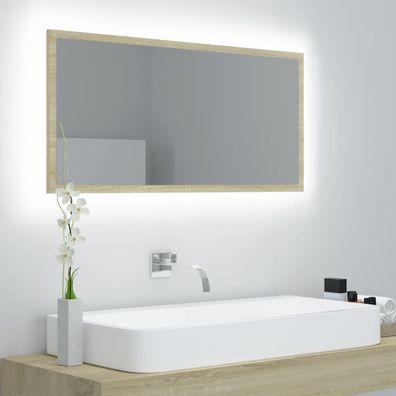 vidaXL LED-Badspiegel Sonoma-Eiche 90x8,5x37 cm Acryl