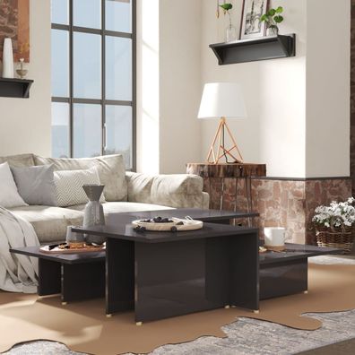 vidaXL Couchtische 2 Stk. Hochglanz-Grau 111,5x50x33 cm Holzwerkstoff