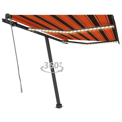 vidaXL Automatische Markise mit LED Windsensor 350x250 cm Orange/Braun