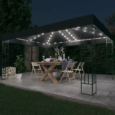 vidaXL Pavillon mit LED-Lichterkette 3x4 m Anthrazit Stoff