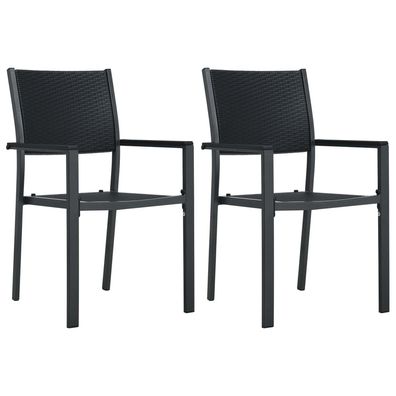 vidaXL Gartenstühle 2 Stk. Schwarz Kunststoff Rattan-Optik