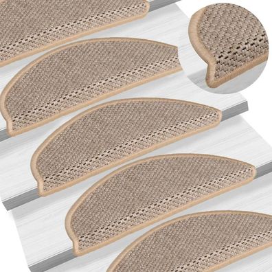 vidaXL Treppenmatten Selbstklebend Sisal 15 Stk. 56x17x3 cm Hellbeige