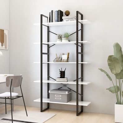 vidaXL Bücherregal 5 Fächer Weiß 100x30x175 cm Holzwerkstoff