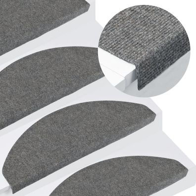 vidaXL Stufenmatten Selbstklebend 15 Stk. 65x22,5x3,5 cm Grau