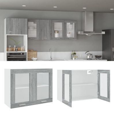 vidaXL Hängeschrank Glas Grau Sonoma 80x31x60 cm Holzwerkstoff