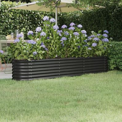 vidaXL Hochbeet Pulverbeschichteter Stahl 224x40x36 cm Anthrazit