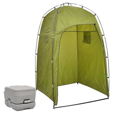 vidaXL Tragbare Campingtoilette mit Zelt 10 + 10 L
